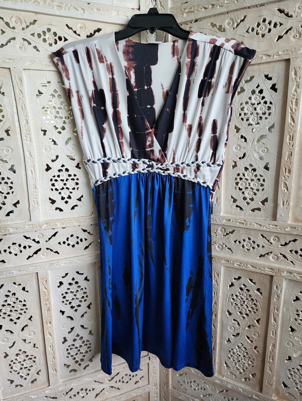 Lascana Tie Dye Print Dress- Size Small- White, Blue, Brown, Black